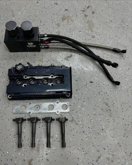 B series Valve Cover w Bungs Catchcan with lines